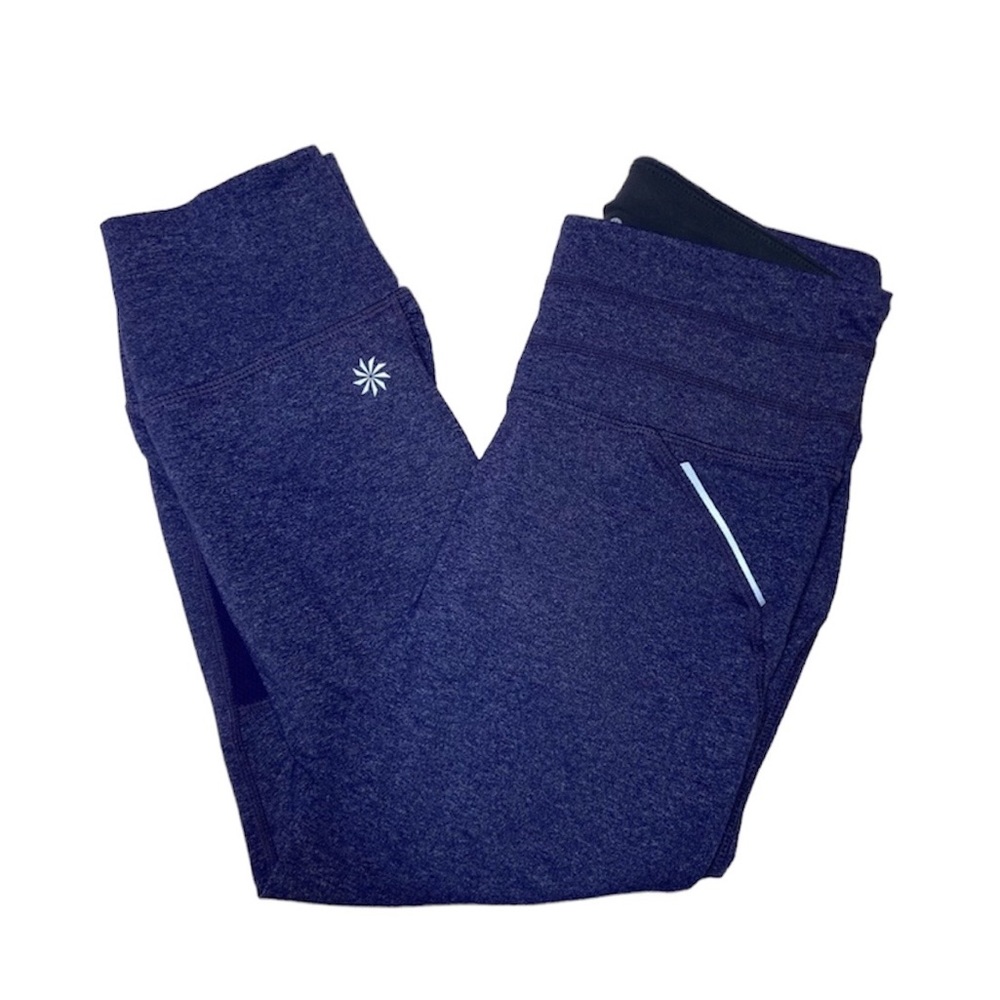 Athleta Womens Size XXS Relay Capri Pants Leggings in Heathered Purple